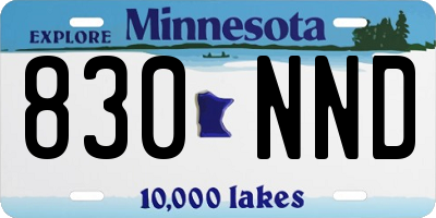 MN license plate 830NND