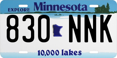 MN license plate 830NNK