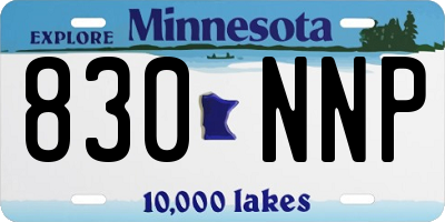 MN license plate 830NNP