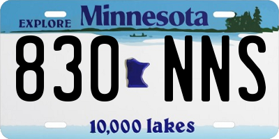 MN license plate 830NNS