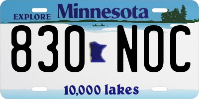 MN license plate 830NOC