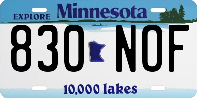 MN license plate 830NOF