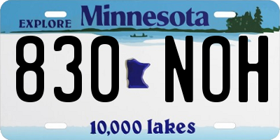 MN license plate 830NOH