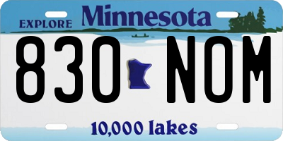MN license plate 830NOM