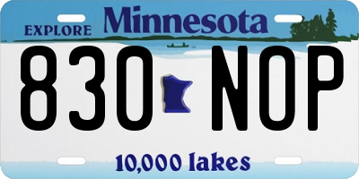 MN license plate 830NOP
