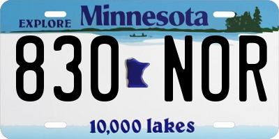 MN license plate 830NOR