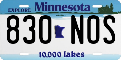 MN license plate 830NOS