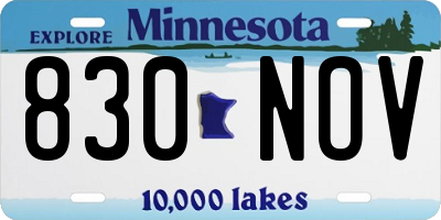 MN license plate 830NOV
