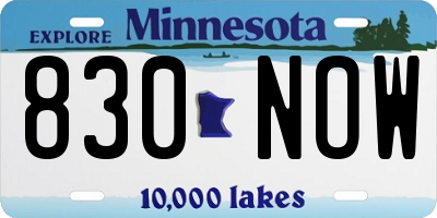 MN license plate 830NOW