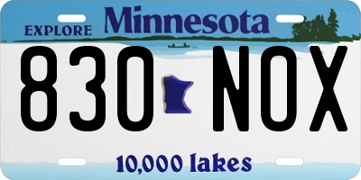 MN license plate 830NOX