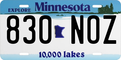 MN license plate 830NOZ