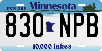 MN license plate 830NPB