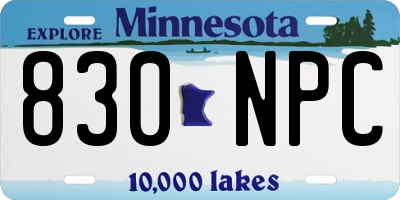 MN license plate 830NPC