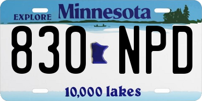 MN license plate 830NPD
