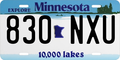 MN license plate 830NXU