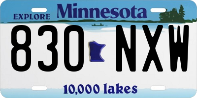 MN license plate 830NXW