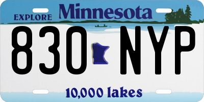 MN license plate 830NYP