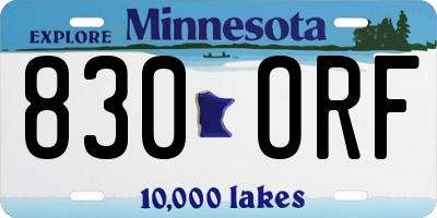 MN license plate 830ORF