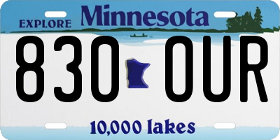 MN license plate 830OUR