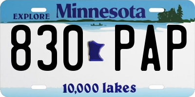 MN license plate 830PAP