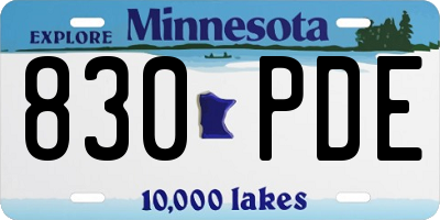 MN license plate 830PDE