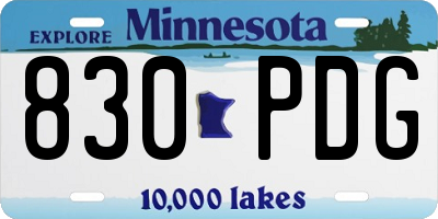 MN license plate 830PDG