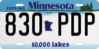 MN license plate 830PDP