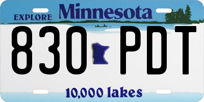 MN license plate 830PDT