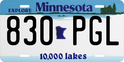 MN license plate 830PGL