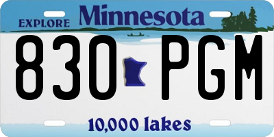 MN license plate 830PGM