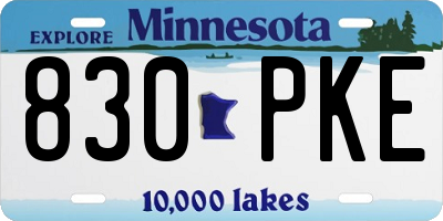 MN license plate 830PKE