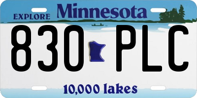 MN license plate 830PLC