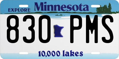 MN license plate 830PMS