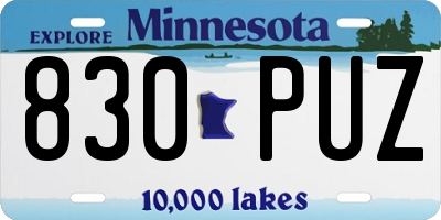 MN license plate 830PUZ