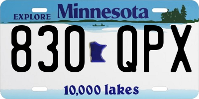 MN license plate 830QPX