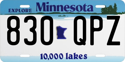 MN license plate 830QPZ