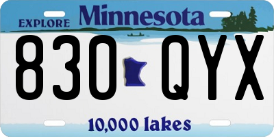 MN license plate 830QYX