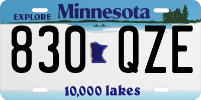 MN license plate 830QZE