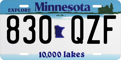 MN license plate 830QZF