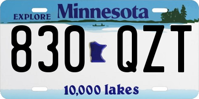 MN license plate 830QZT