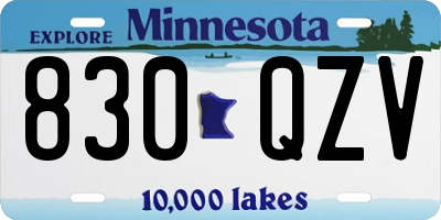 MN license plate 830QZV