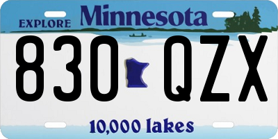 MN license plate 830QZX