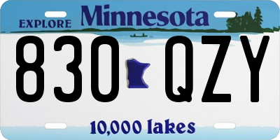 MN license plate 830QZY