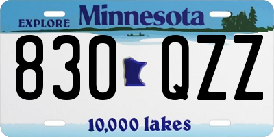 MN license plate 830QZZ