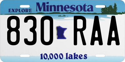 MN license plate 830RAA