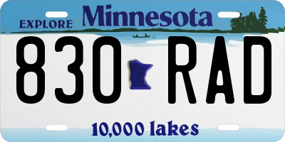 MN license plate 830RAD