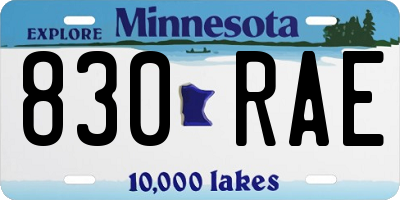 MN license plate 830RAE