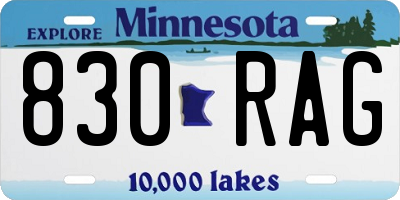 MN license plate 830RAG