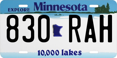MN license plate 830RAH