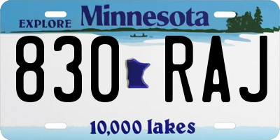 MN license plate 830RAJ